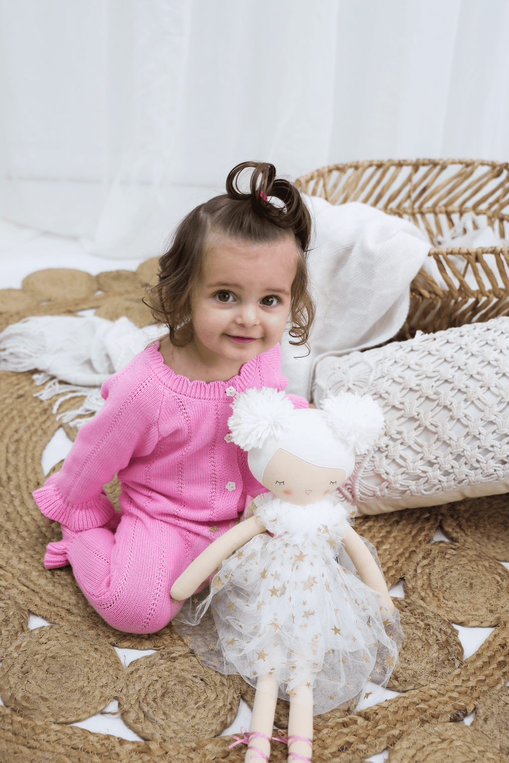 Penelope Frill Organic Knit Romper - Blossom