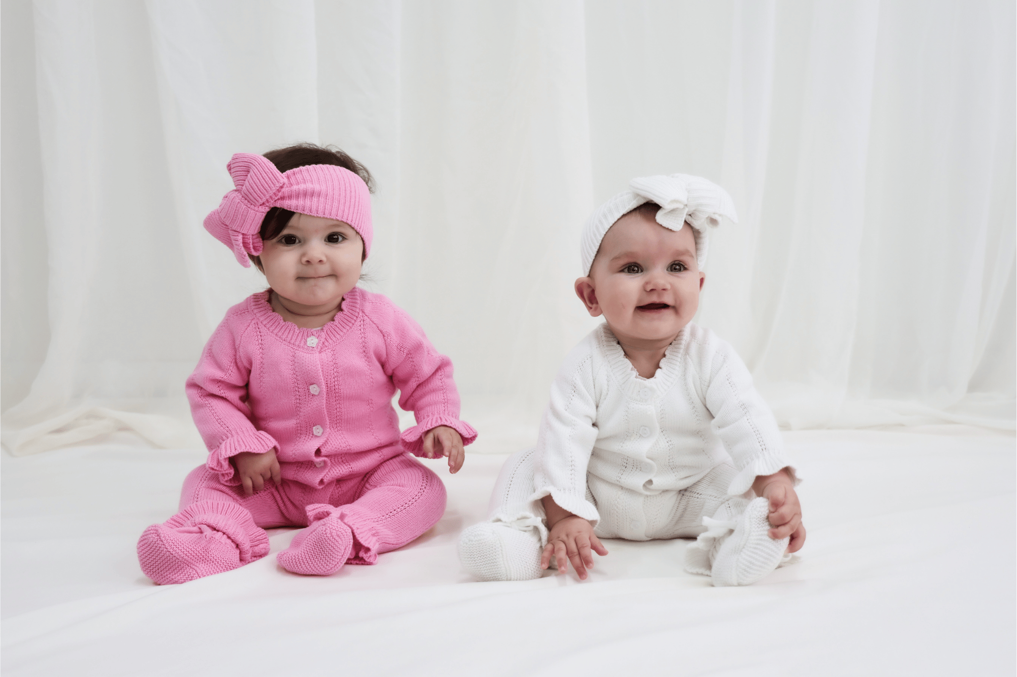 Penelope Frill Organic Knit Romper - Pearl White