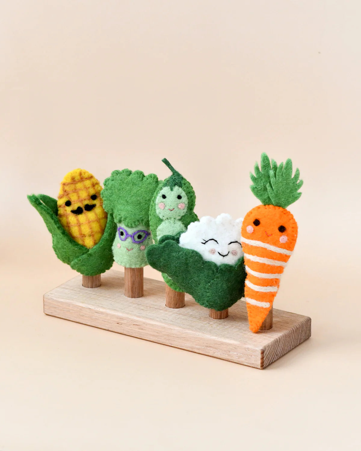 Felt Vegetables Finger Puppets Set