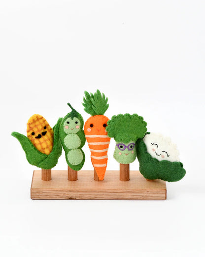 Felt Vegetables Finger Puppets Set