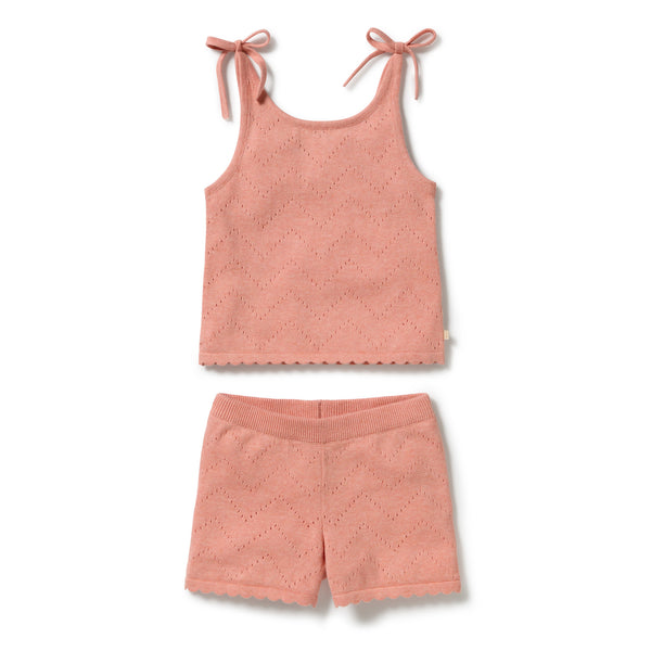 Petal Pink Organic Knitted Pointelle Set