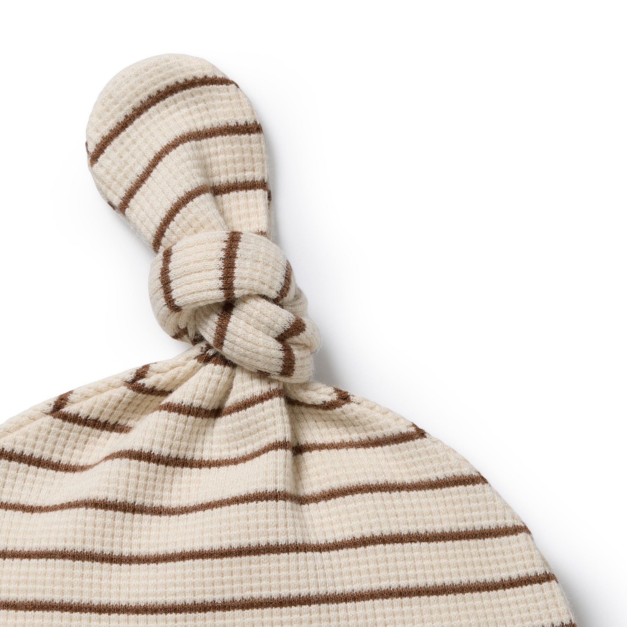 Nutmeg Stripe Organic Waffle Knot Hat
