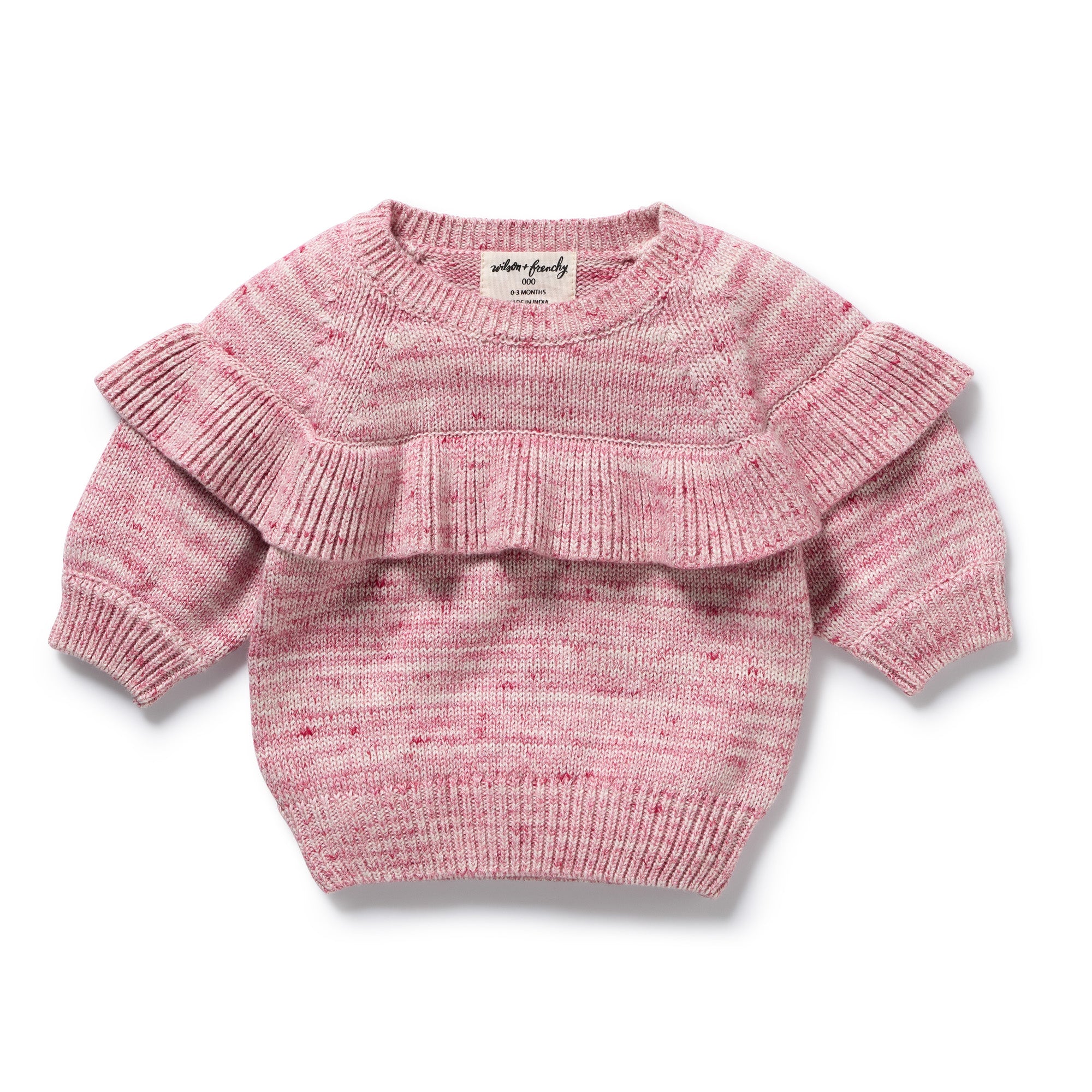 Rhubarb & Cream Organic Knitted Ruffle Jumper