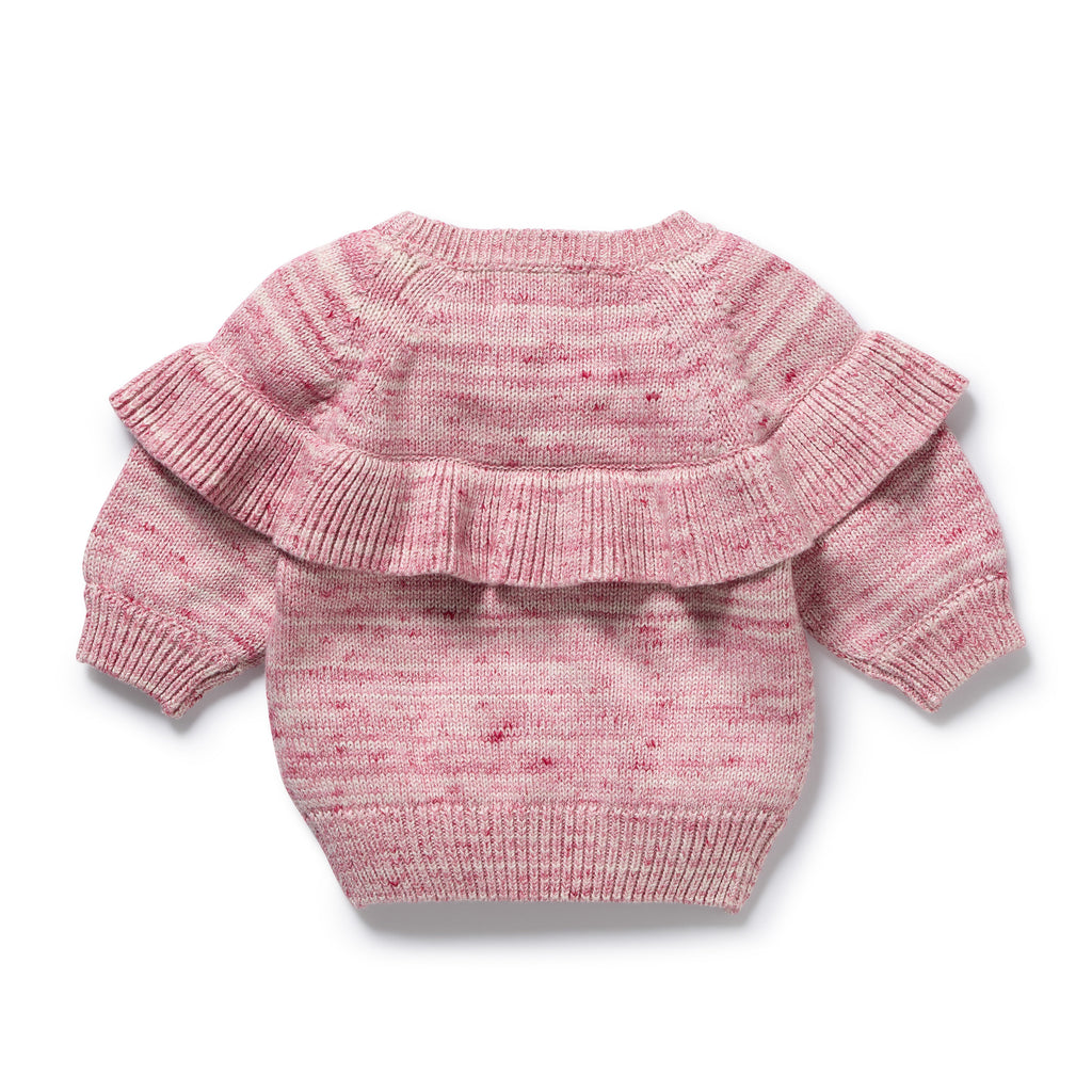 Rhubarb & Cream Organic Knitted Ruffle Jumper