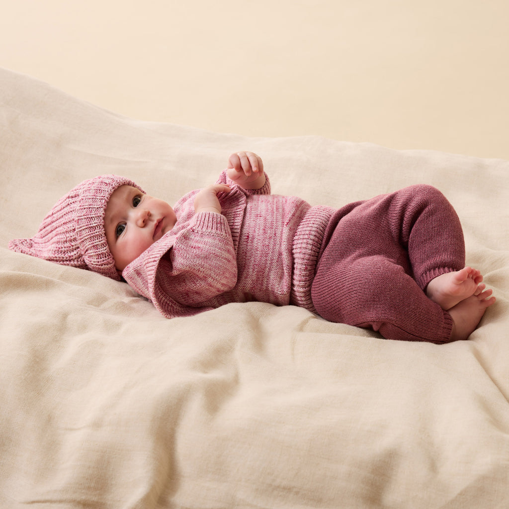 Rhubarb & Cream Organic Knitted Ruffle Jumper