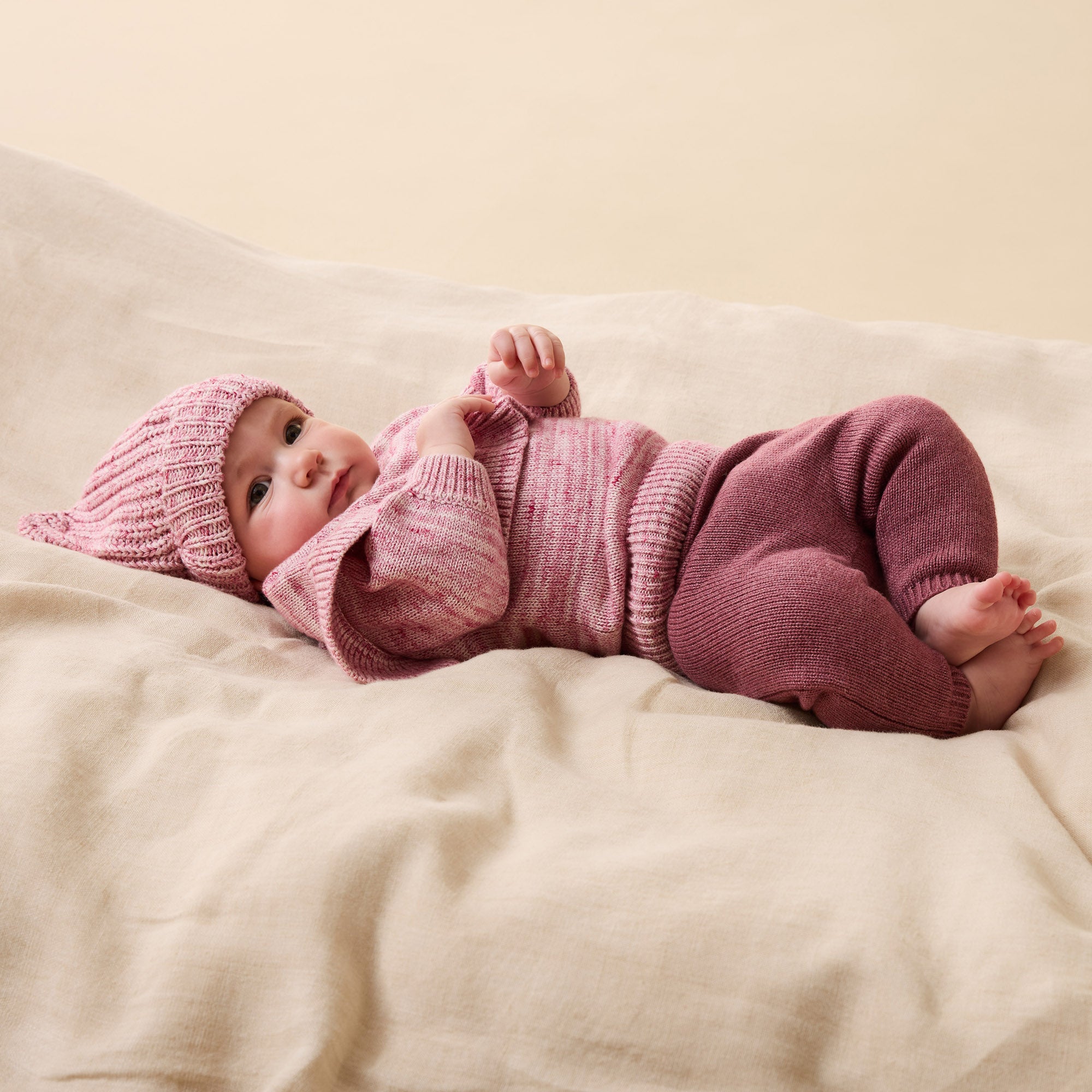 Rhubarb & Cream Organic Knitted Ruffle Jumper