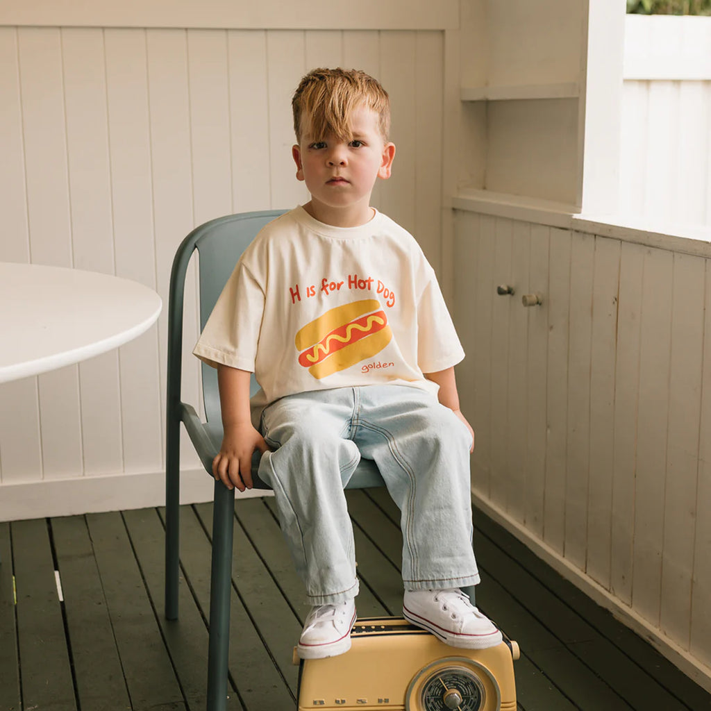 Hot Dog Mid Sleeve Tee Buttercream