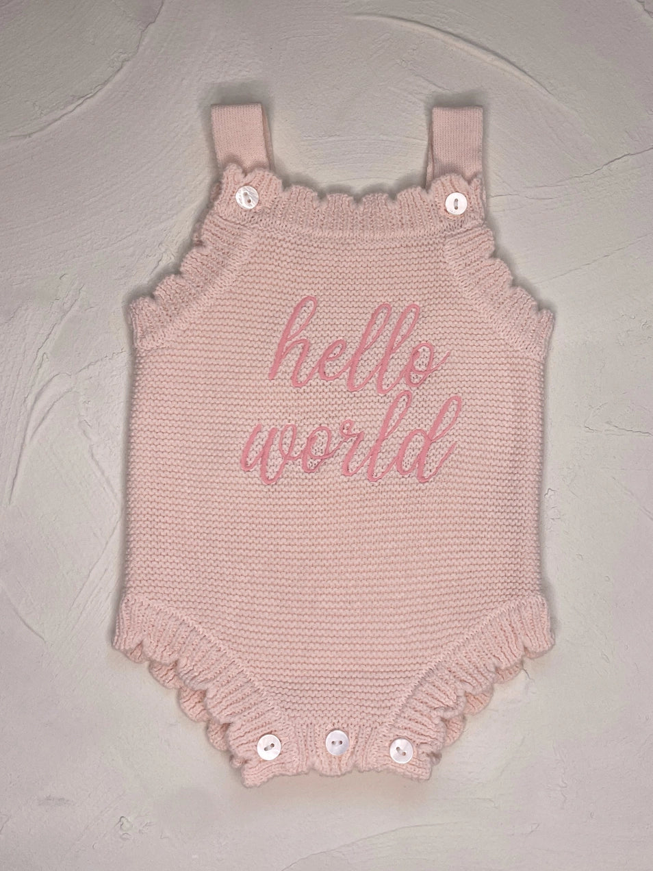 Hello World Romper - Pink