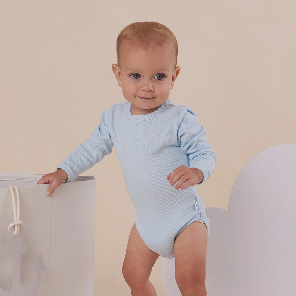 Baby Blue Long Sleeve Organic Bodysuit