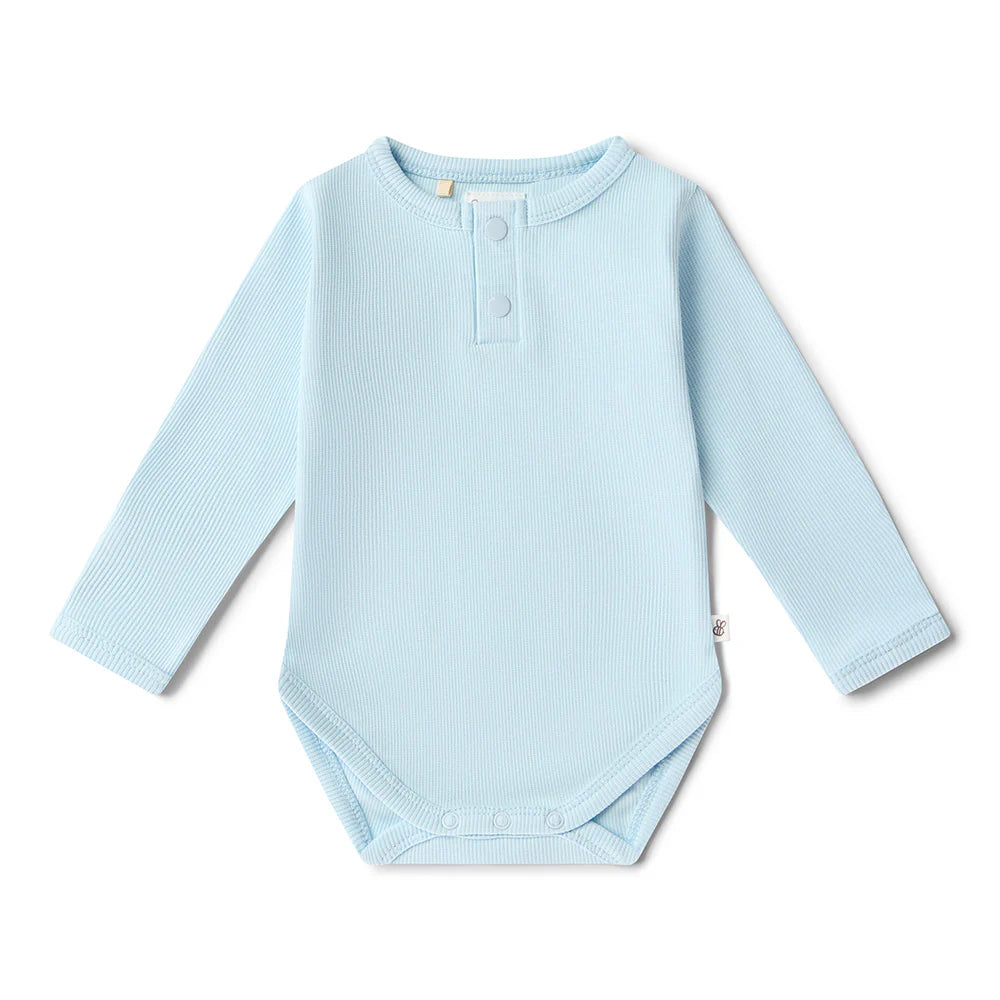 Baby Blue Long Sleeve Organic Bodysuit