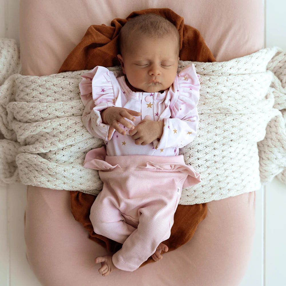 Baby Pink Organic Pants with Frill