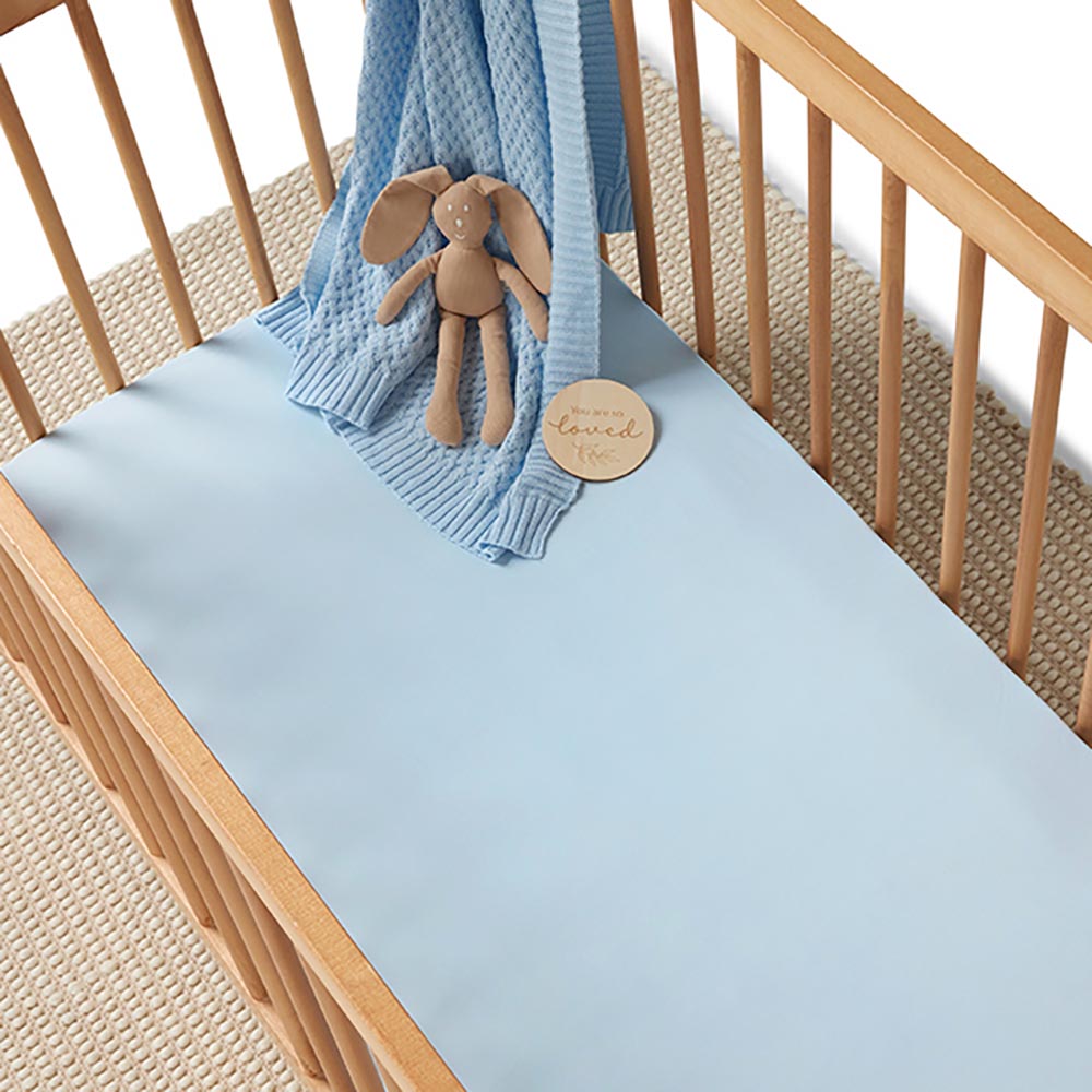 Baby Blue Organic Fitted Cot Sheet