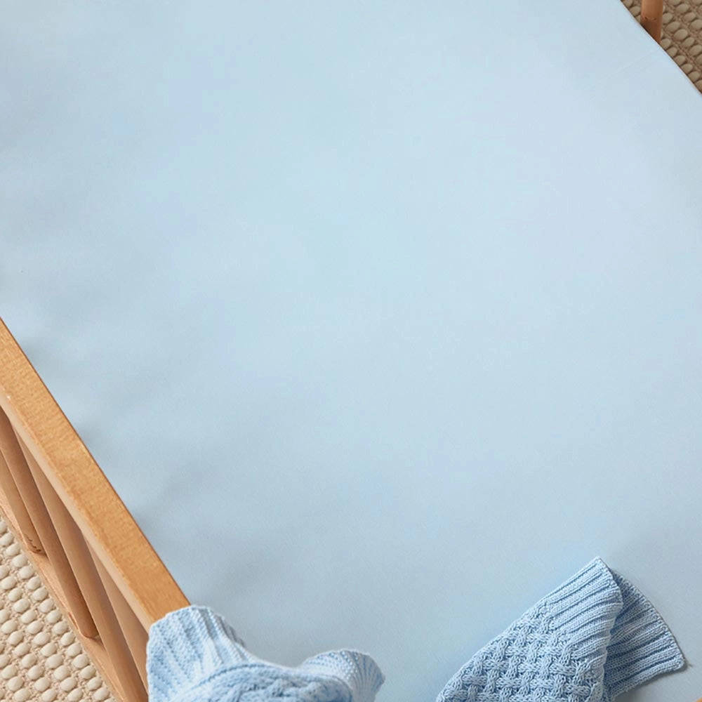 Baby Blue Organic Fitted Cot Sheet