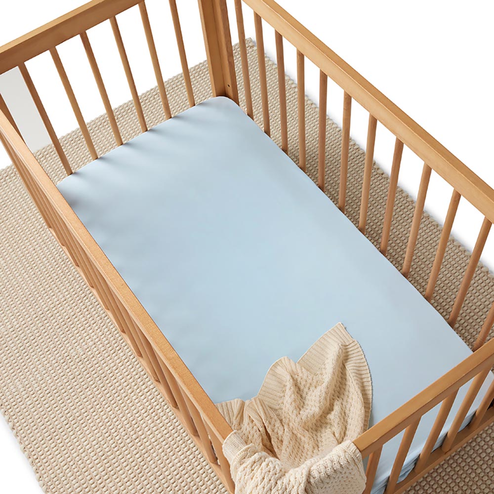 Baby Blue Organic Fitted Cot Sheet