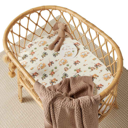 Diggers & Tractors Organic Bassinet Sheet / Change Pad Cover