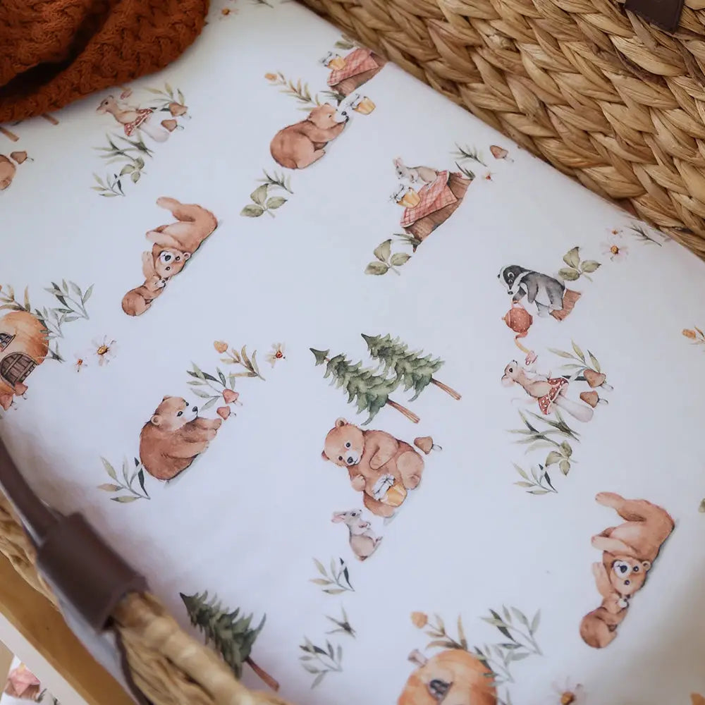 Bears Organic Bassinet Sheet / Change Pad Cover