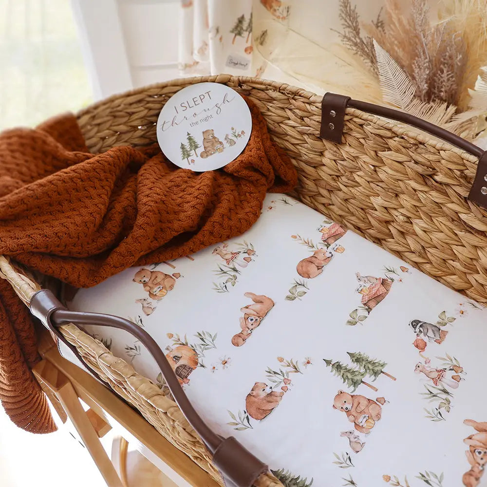 Bears Organic Bassinet Sheet / Change Pad Cover