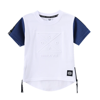 Bentley Embossed Tee White/Denim Blue