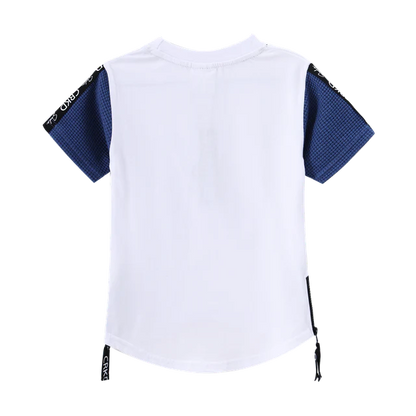 Bentley Embossed Tee White/Denim Blue