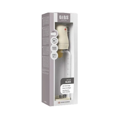 Glass Baby Bottle, 240ml Latex - Ivory