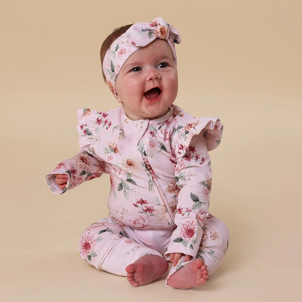 Birds & Blooms Organic Snugglesuit Convertible Romper with Frill