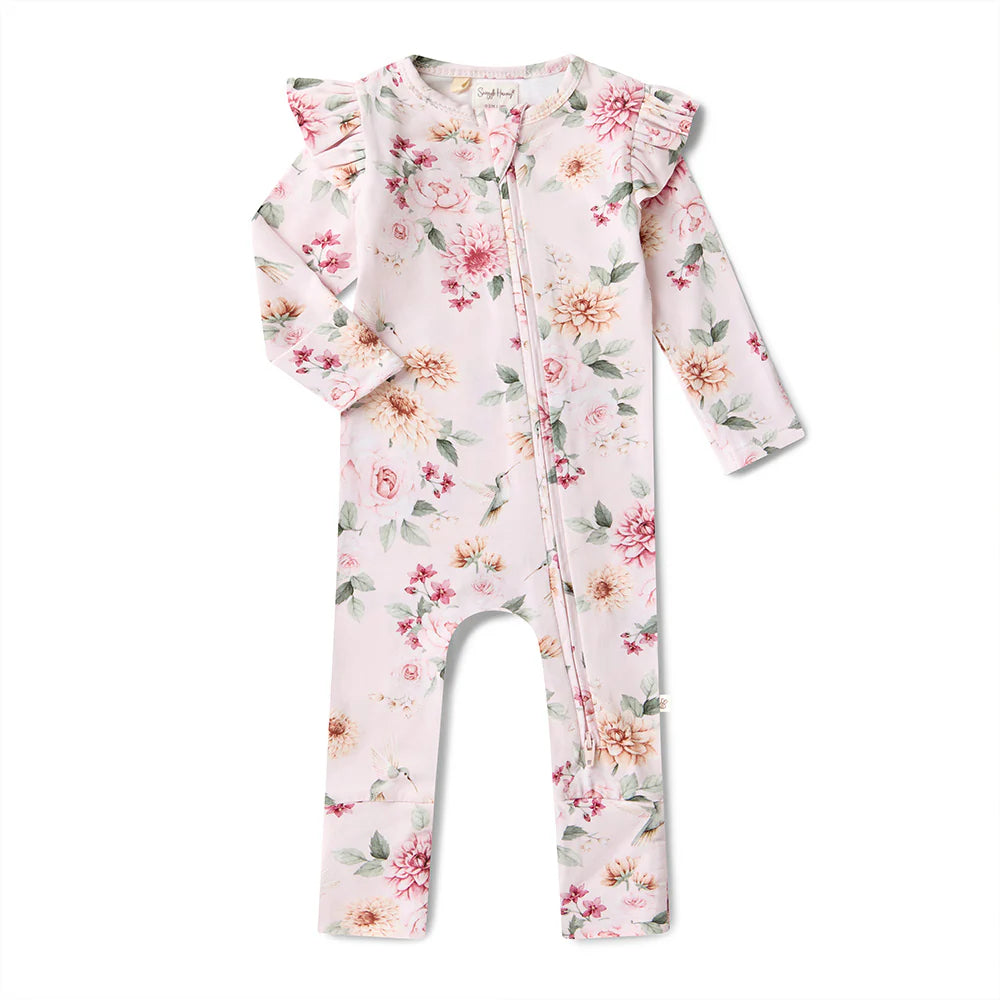 Birds & Blooms Organic Snugglesuit Convertible Romper with Frill