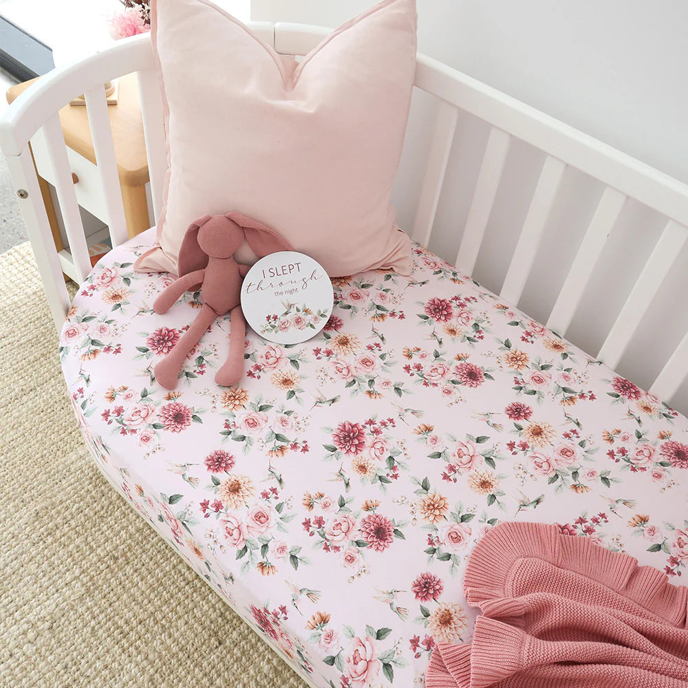 Birds & Blooms Organic Fitted Cot Sheet