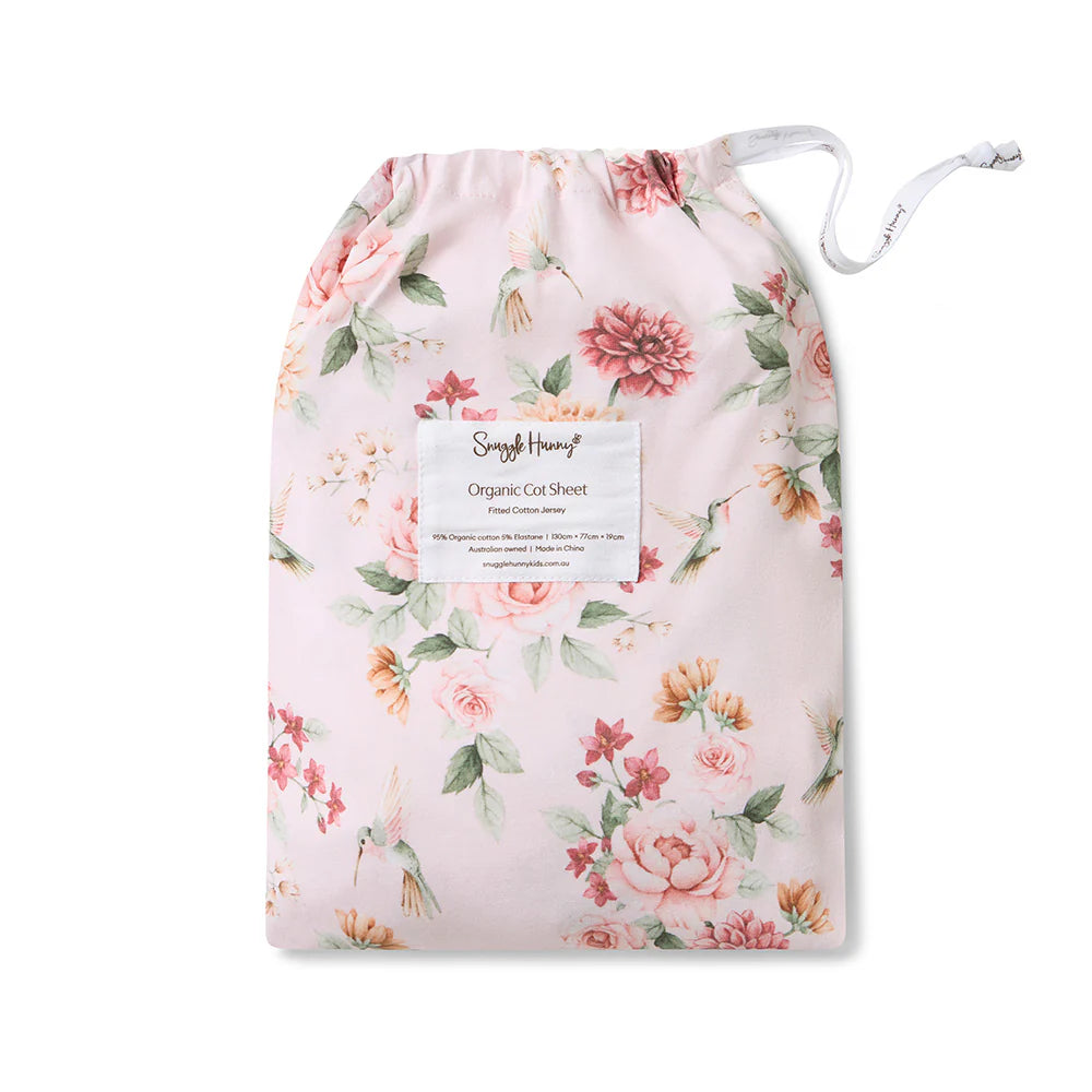Birds & Blooms Organic Fitted Cot Sheet