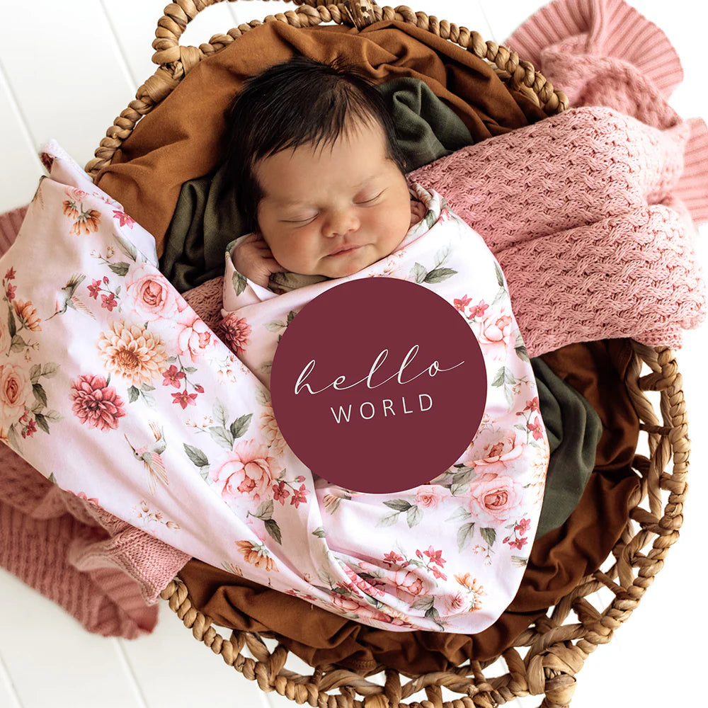 Birds & Blooms Organic Jersey Wrap & Topknot Set
