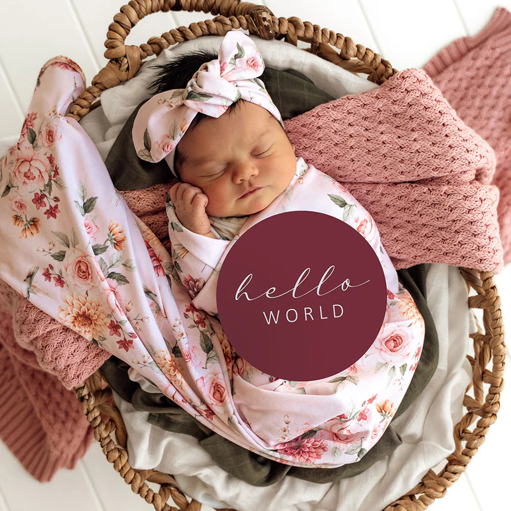 Birds & Blooms Organic Jersey Wrap & Topknot Set