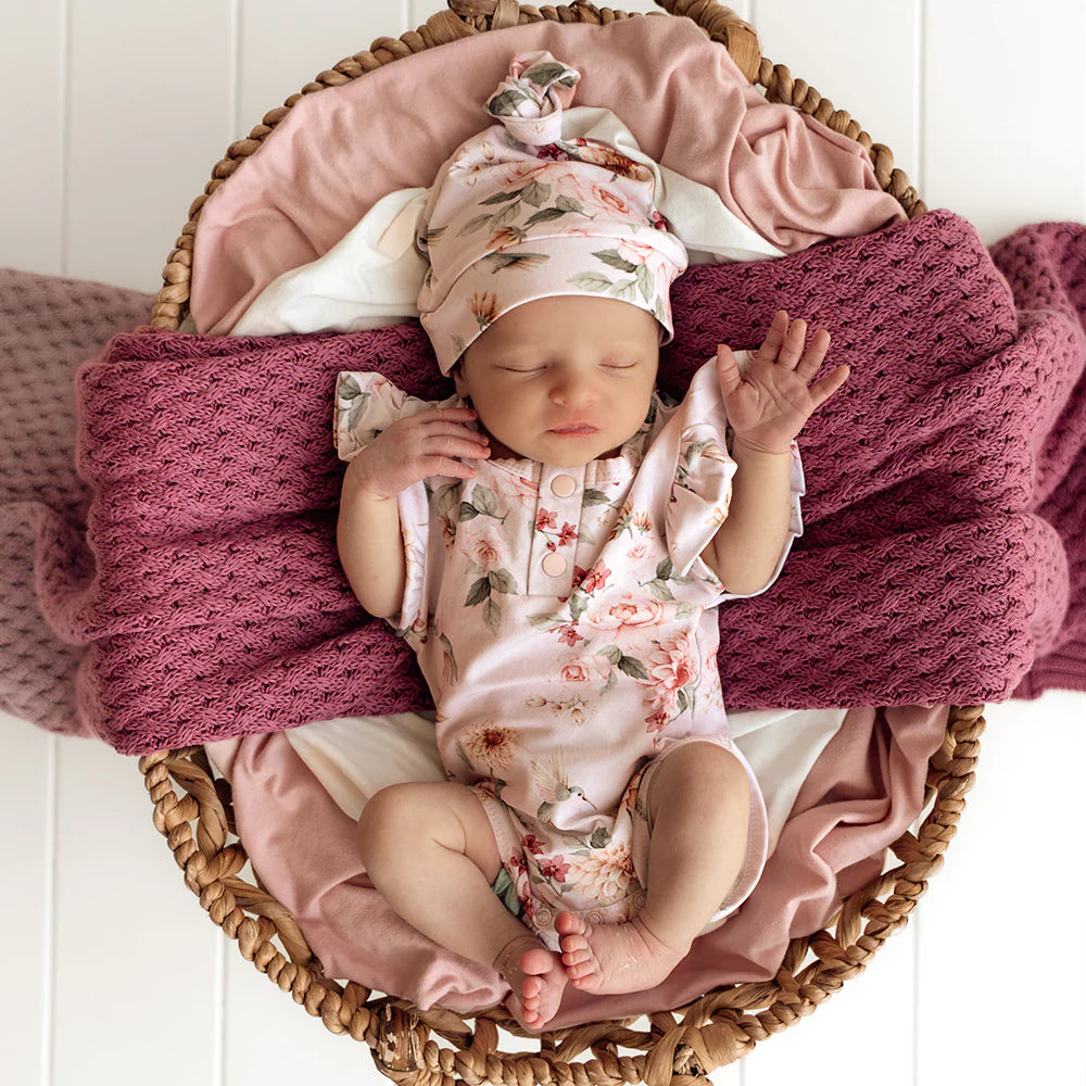 Birds & Blooms Short Sleeve Organic Bodysuit with Frill