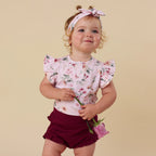 Birds & Blooms Short Sleeve Organic Bodysuit with Frill