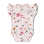 Birds & Blooms Short Sleeve Organic Bodysuit with Frill