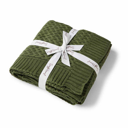 Olive Diamond Knitted Blanket