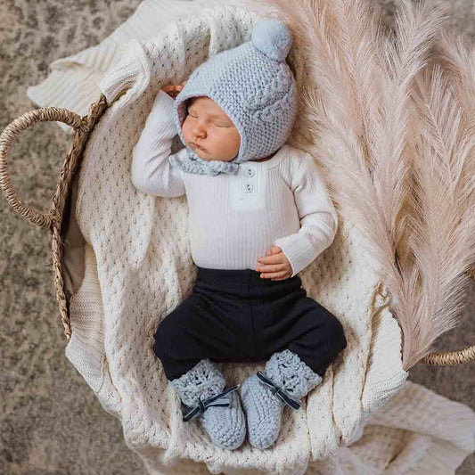 Merino Wool Bonnet & Booties - Assorted