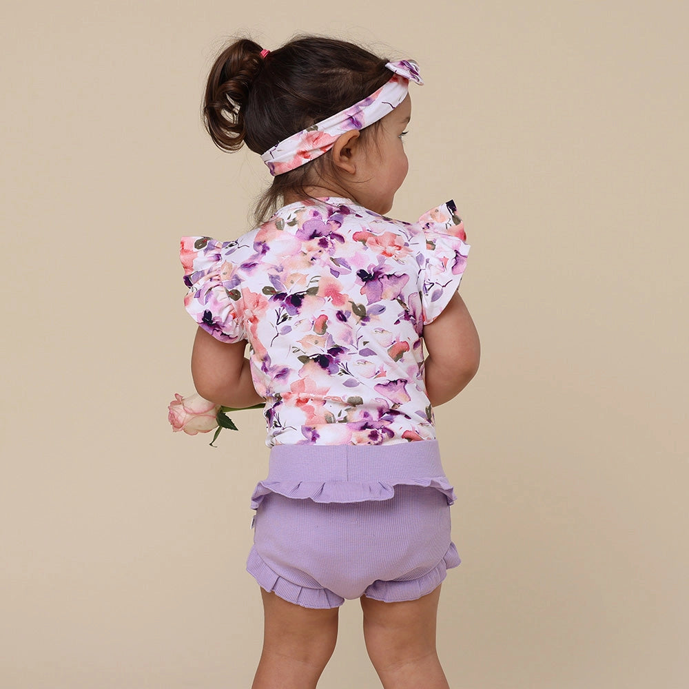 Blushing Beauty Short Sleeve Organic Bodysuit with Frill