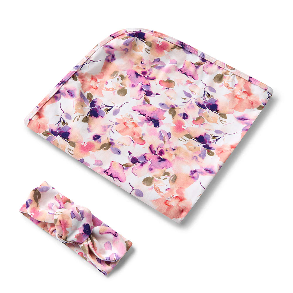 Blushing Beauty Organic Jersey Wrap & Topknot Set