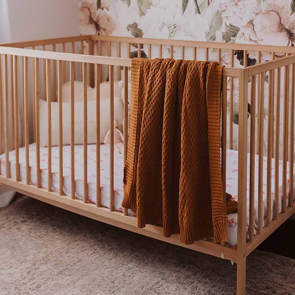 Bronze Diamond Knit Organic Baby Blanket