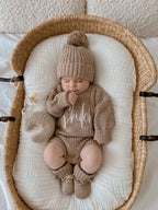 Chunky Textured Knit Beanie | Brown