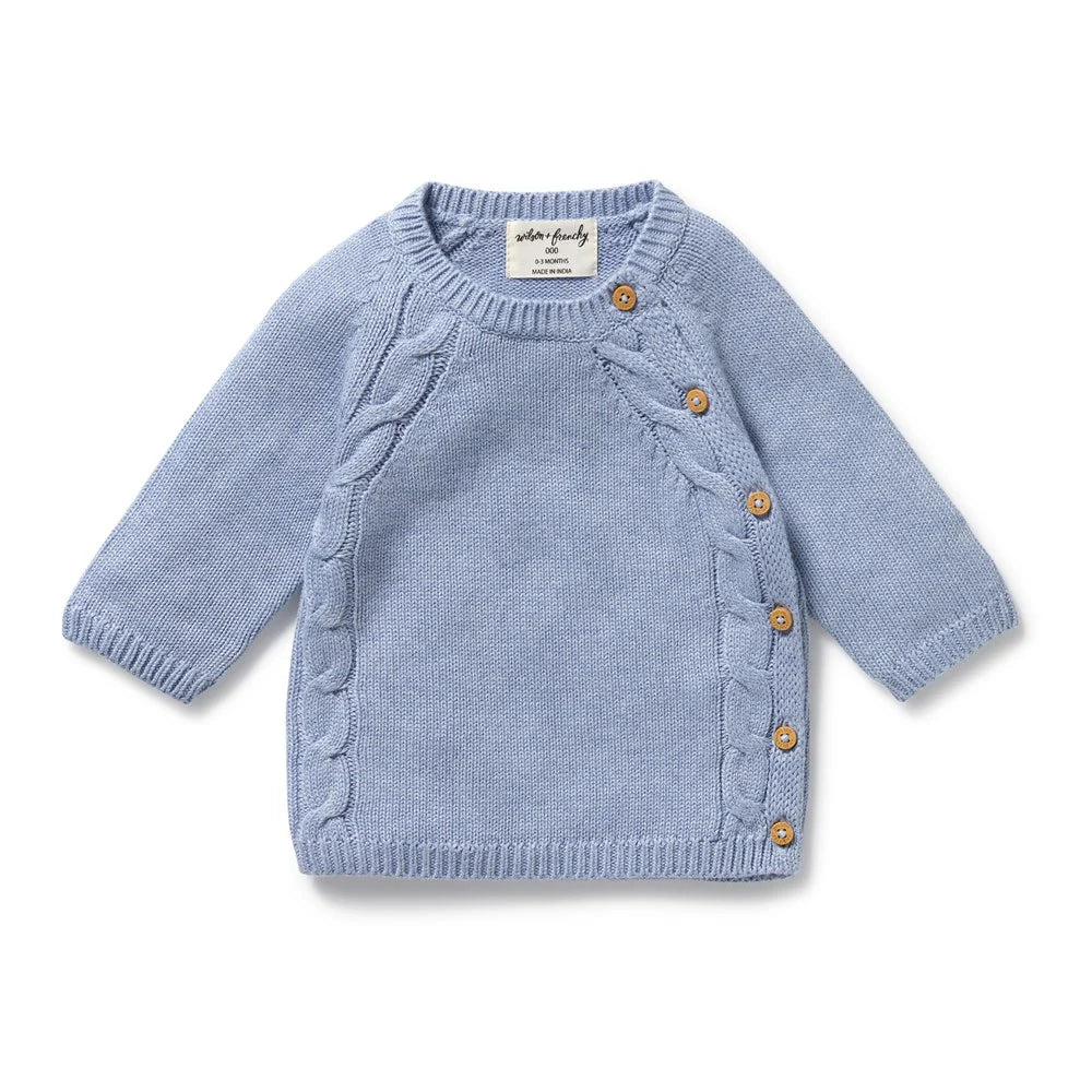 Blue Speckle Organic Knitted Kimono Cardigan