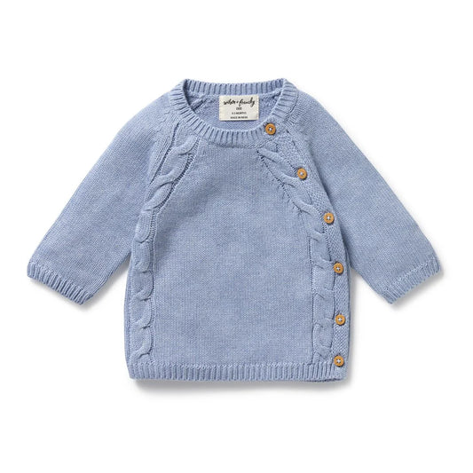 Blue Speckle Organic Knitted Kimono Cardigan