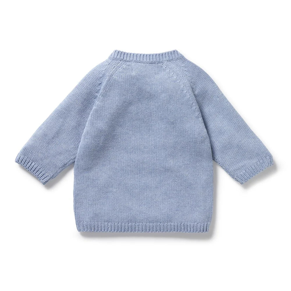 Blue Speckle Organic Knitted Kimono Cardigan