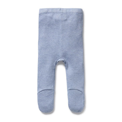 Blue Speckle Organic Knitted Legging with Feet