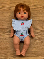 🍒 Cherry Frilled Bib & Diaper Doll Set