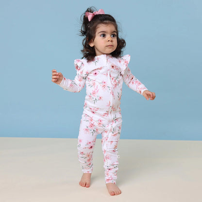 Camille Organic Snugglesuit Convertible Romper with Frill