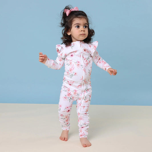Camille Organic Snugglesuit Convertible Romper with Frill