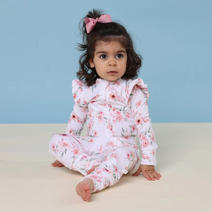Camille Organic Snugglesuit Convertible Romper with Frill