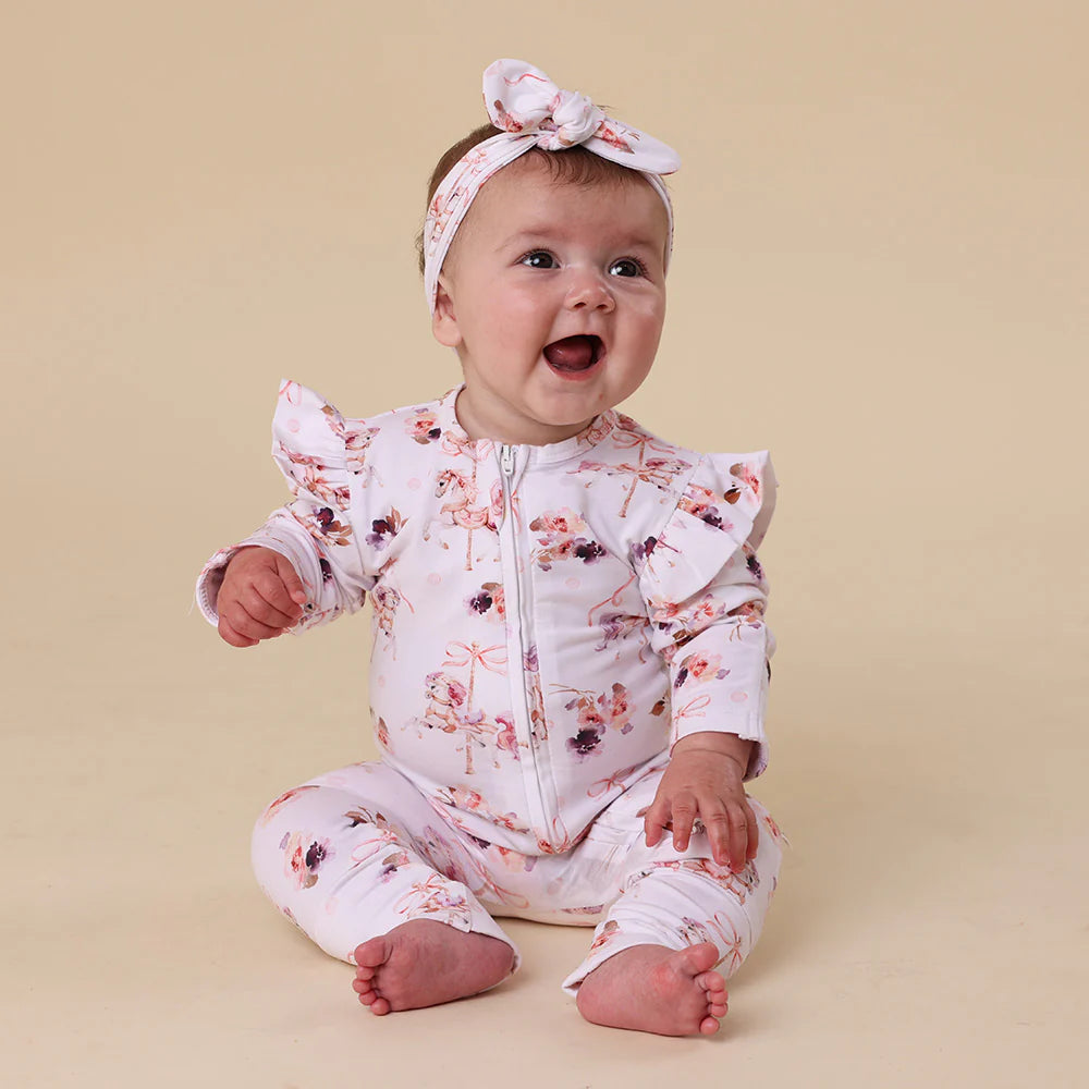 Carousel Organic Snugglesuit Convertible Romper with Frill