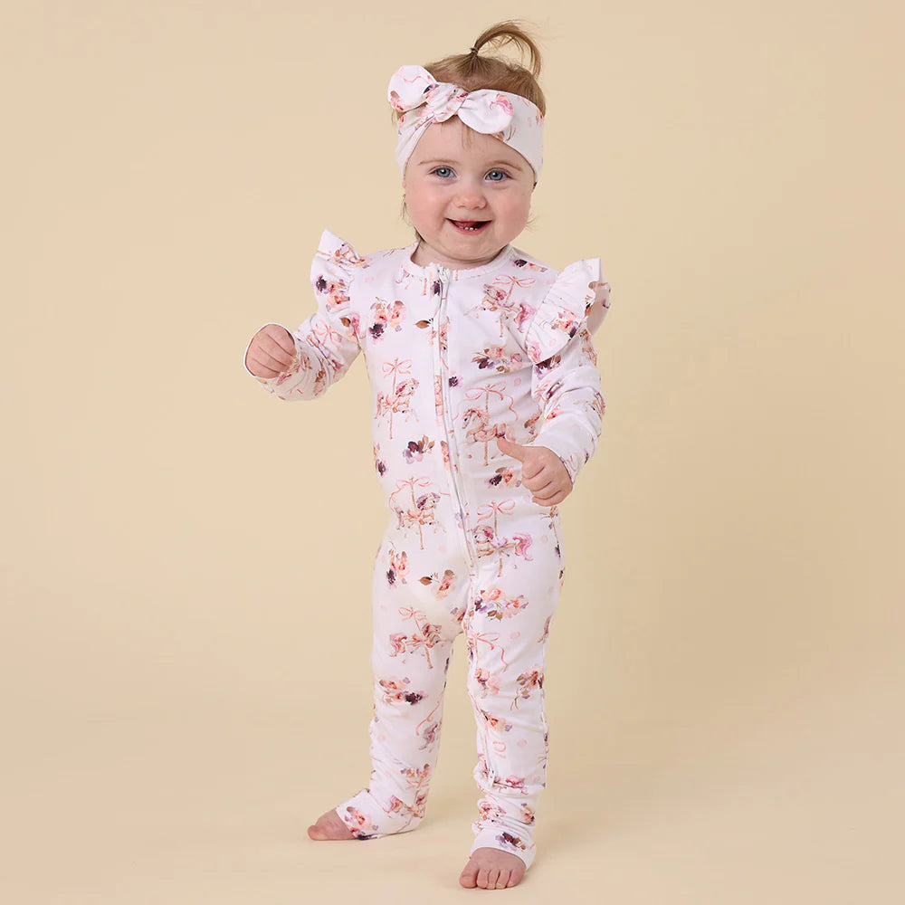 Carousel Organic Snugglesuit Convertible Romper with Frill