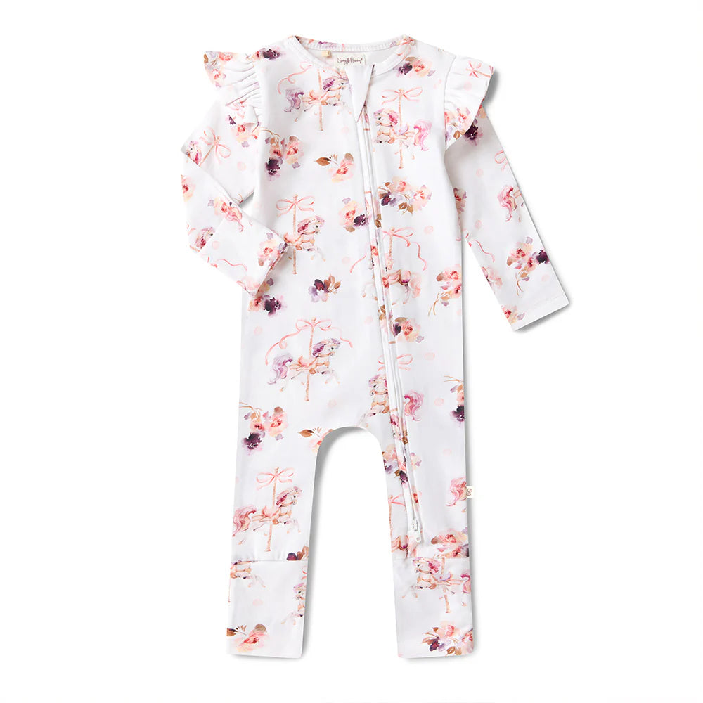 Carousel Organic Snugglesuit Convertible Romper with Frill